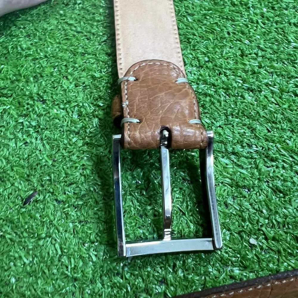 Martin Dingman Royal Bullhide Belt 42 Tan Pebbled Leather Silver Buckle USA Made
